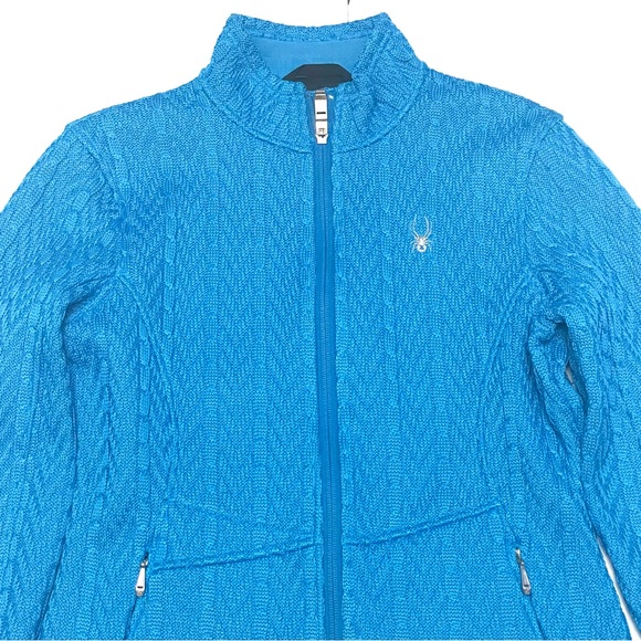 Spyder Women’s Blue Quilted Core Sweater Jacket Zip Up Front Size M - Picture 2 of 11